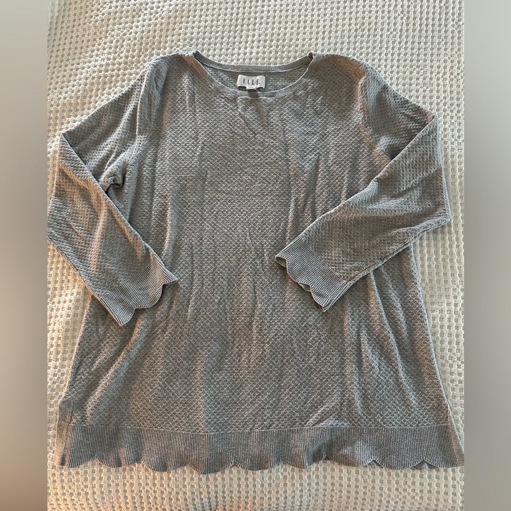 Elle Light Gray Women's Crew Neck Sweater
